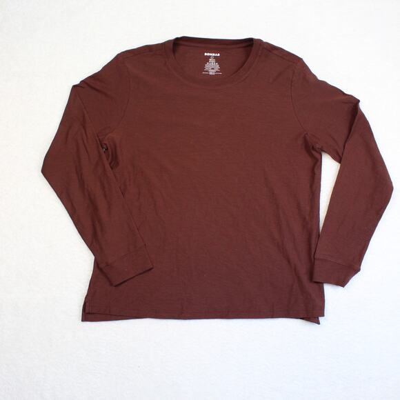 Bombas Shirt Womens Large Brown Long Sleeve Cotton Solid Basic Minimalist Casual - Picture 1 of 8